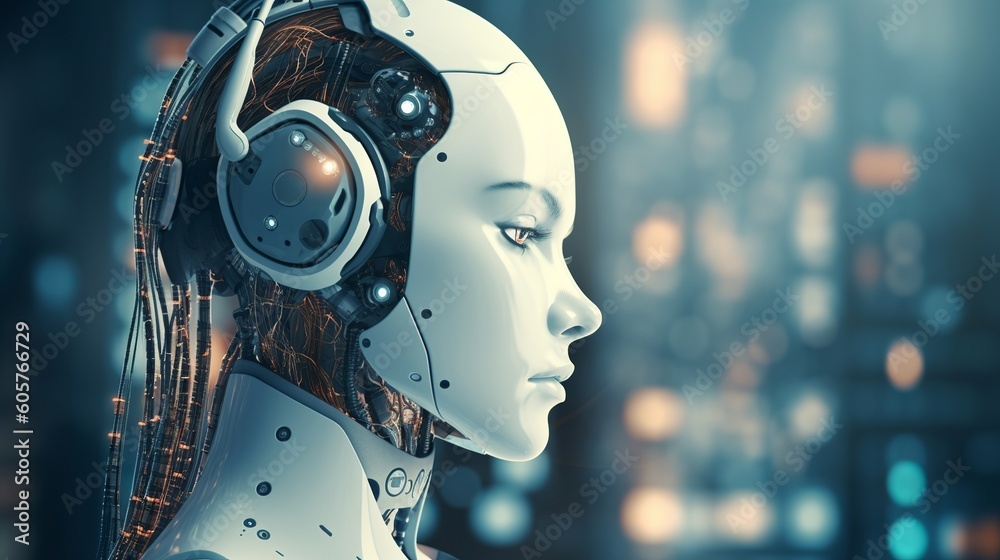 Fototapeta premium Customer service Modern artificial intelligence assistant in business, a great design for all purposes.