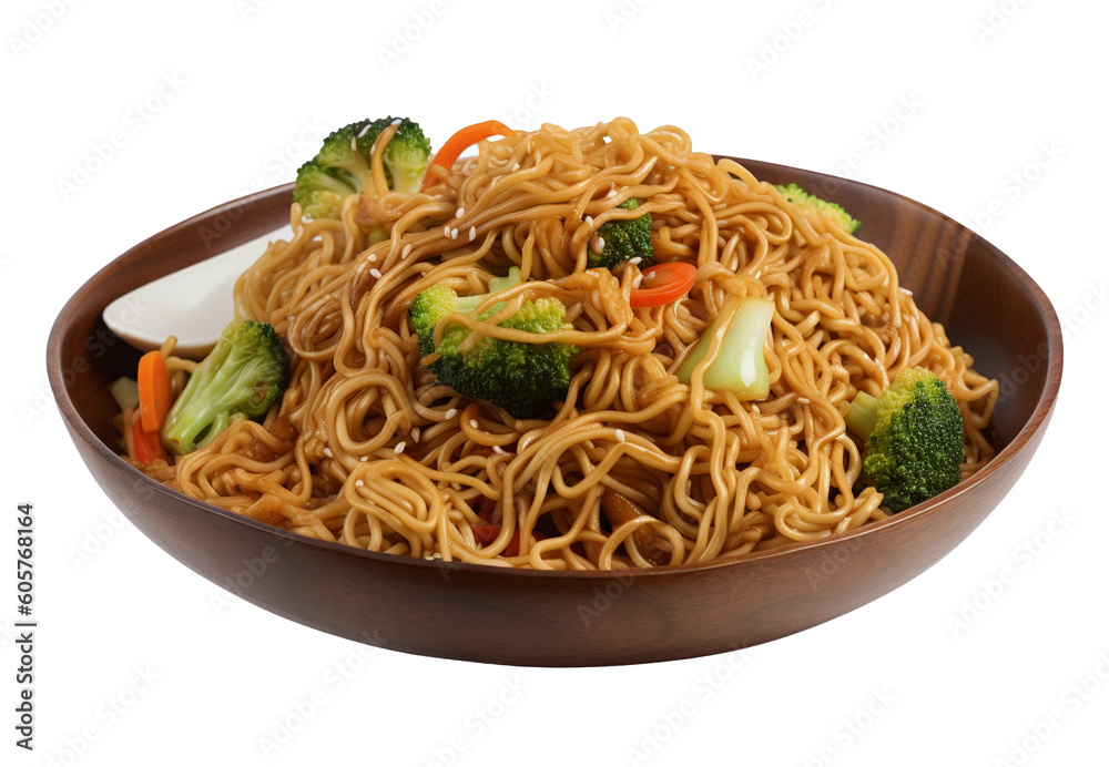 Chow Mein on transparent background. Generative AI. Chow Mein on transparent background. Generative AI.
