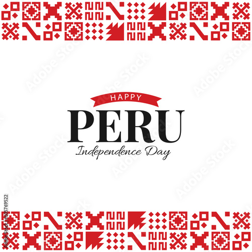 Vector Illustration of Peru Independence Day. National pattern.
