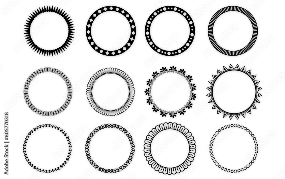 Monochrome circular design set vectors. Ornaments design bundle. Monochrome circular design set vectors. Ornaments design bundle.