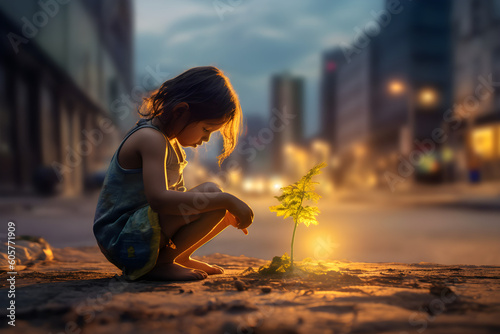 Planting Seeds of Change: A Little Girl's Impact on the Urban Landscape photo