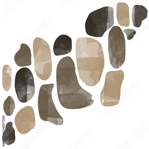 Background pieces element rounded rocks totems stones watercolor texture creative