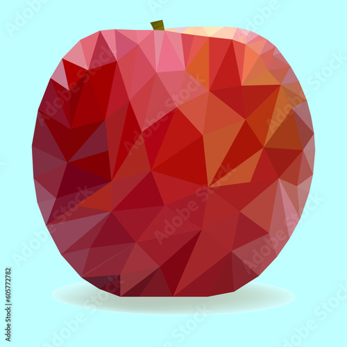 Low Poly Design Red Apple Vector