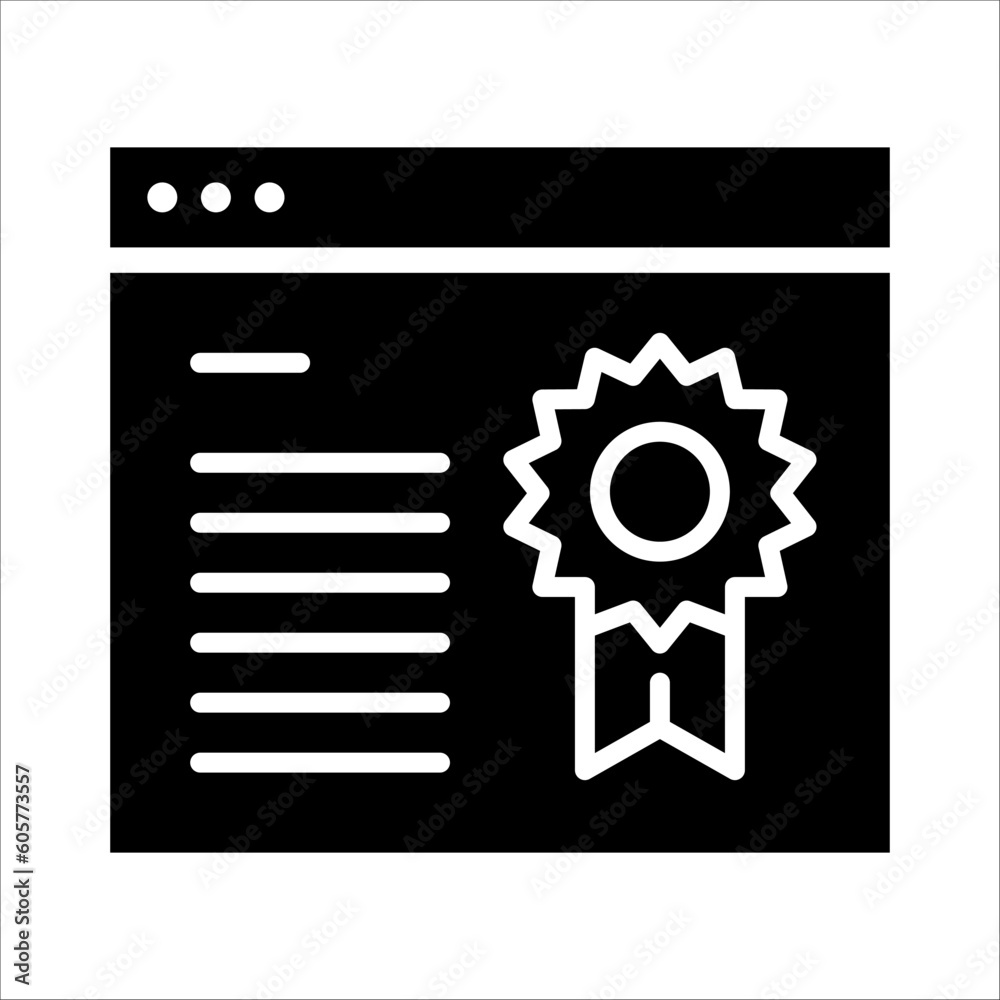 Solid vector icon for certification which can be used various design projects.