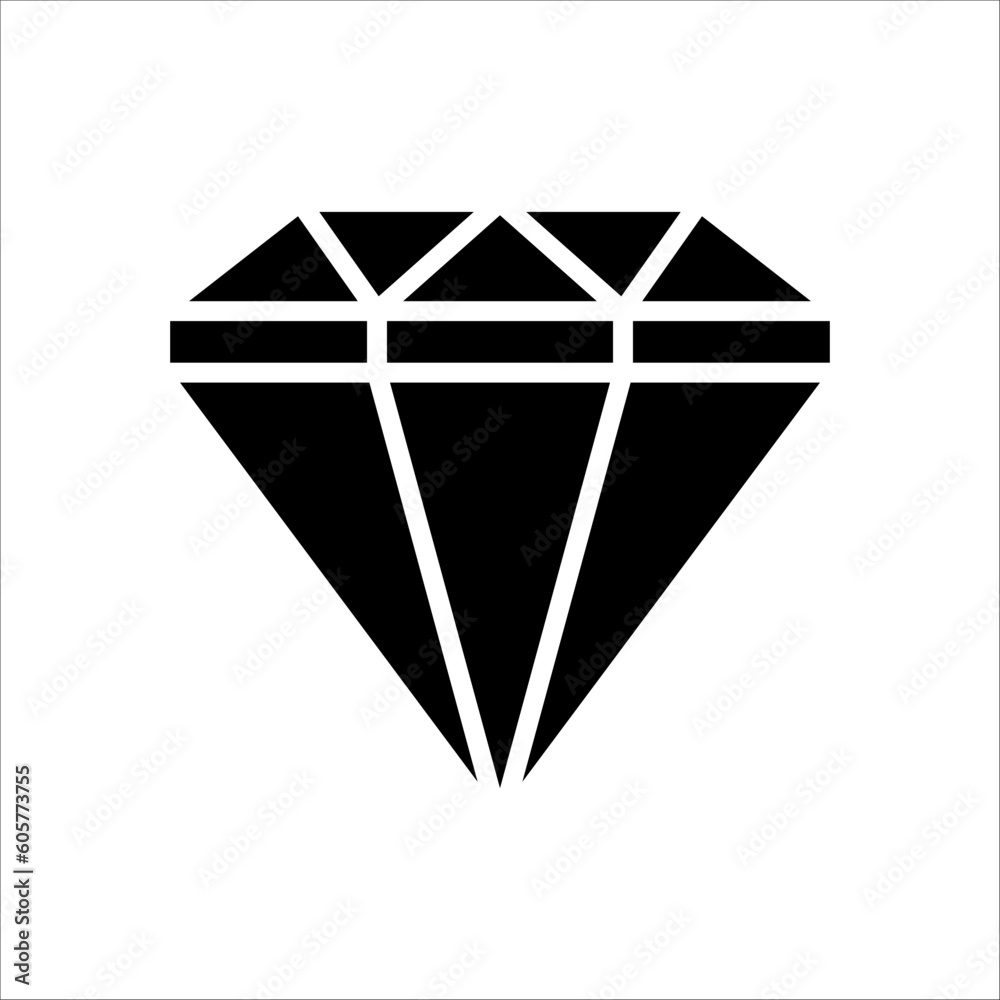 Solid vector icon for diamond which can be used various design projects.