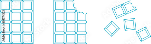 chocolate bar on a white background, vector chocolate bars disassembled into layers with the possibility of color filling