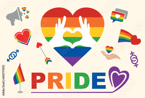 Set of cute and bright LGBT icons