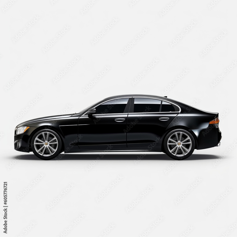 SEDAN sports luxury car expensive vehicle matte black side view transport cab