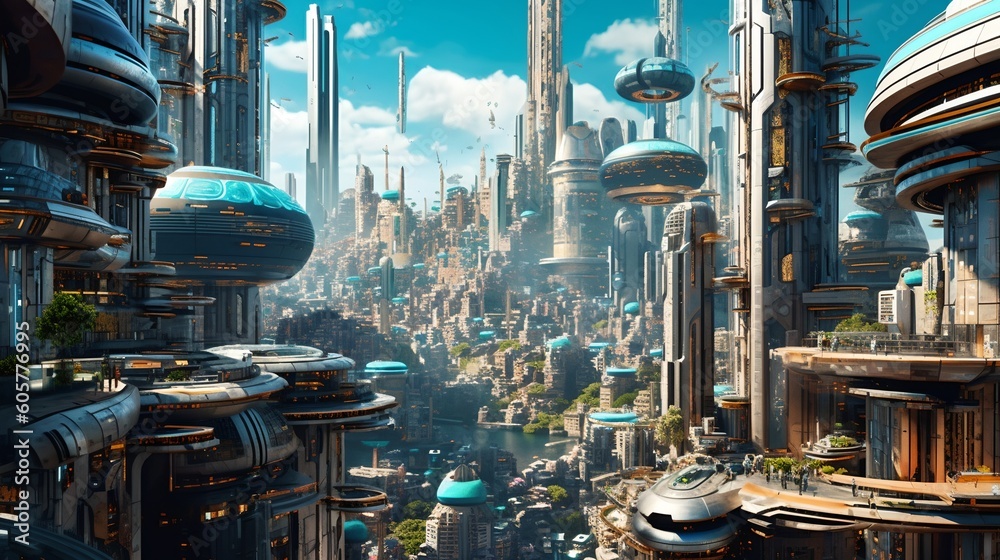 Futuristic city, generative AI