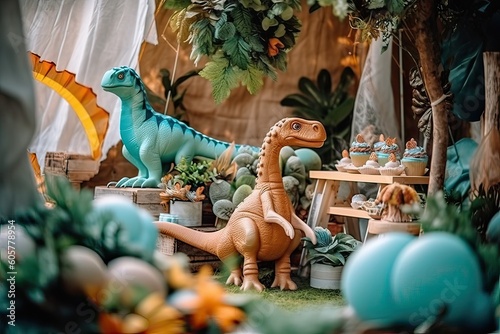 Decoration party kids at home dinosaurus theme Photography photo