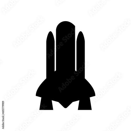 Rocket silhouette illustration astronaut vehicle icon. Rocket launch vector missle spaceship future speed cartoon concept.