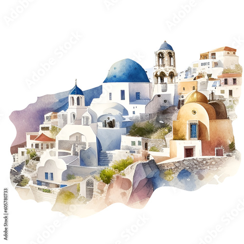 watercolor Mykonos illustration