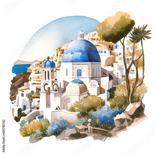 watercolor Mykonos illustration