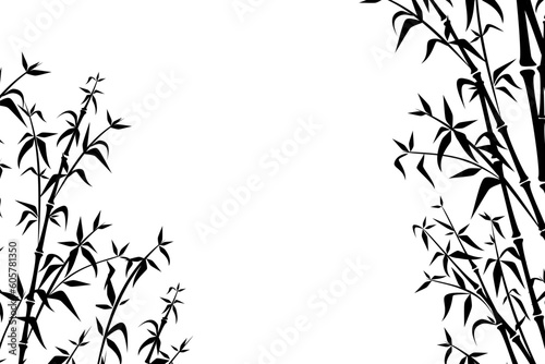 Bamboo forest decoration frame. Vertical borders. Vector isolated design elements.