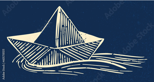 vector illustration of a paper boat