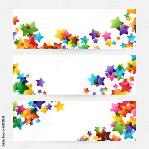 Creative kids vector cards with colorful stars