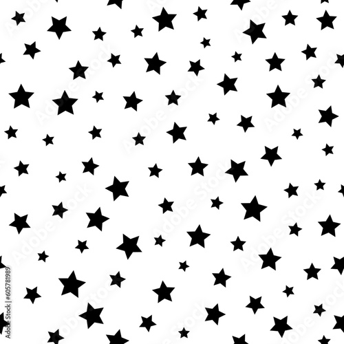 Geometric seamless pattern. Monochrome abstract vector texture with scattered stars