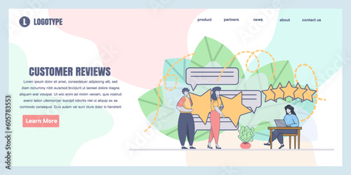 Web page design templates for customer reviews concept illustration, perfect for web page design, banner, mobile app, landing page, Flat Vector illustration