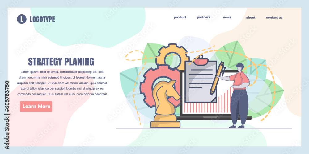 Landing page design templates for strategy planing concept illustration, perfect for web page design, banner, mobile app, landing page, Flat Vector illustration