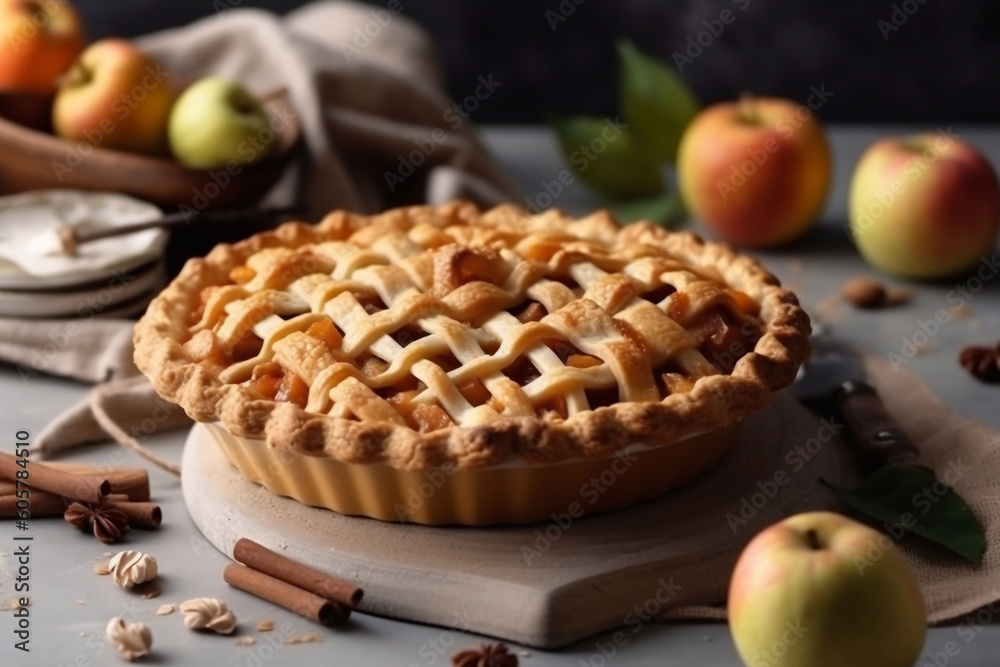 Fresh American apple pie. Generative AI. Fresh American apple pie. Generative AI.
