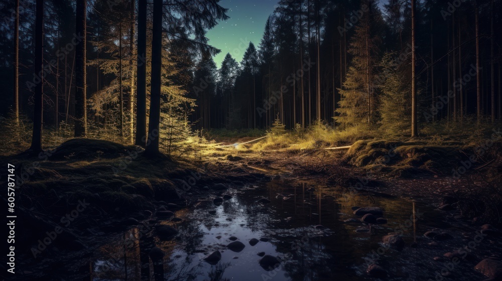 Beautiful landscape in the forest. Nature photography. AI generated Beautiful landscape in the forest. Nature photography. AI generated