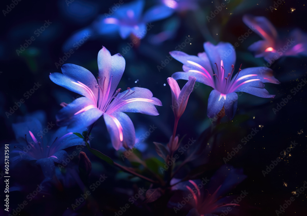 Group of Purple Flowers created with Generative AI Technology, ai, generative