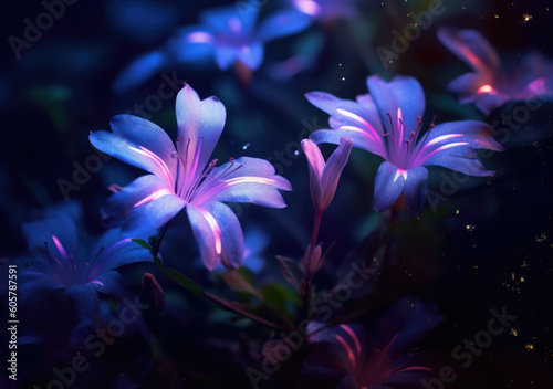 Group of Purple Flowers created with Generative AI Technology  ai  generative