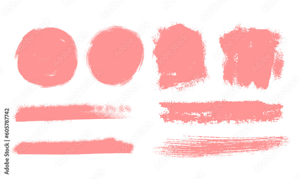Vectores de conjunto de trazos de pincel de tinta. Colección de manchas grunge. Arte digital. Vectores abstractos.