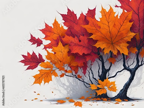 Abstract art autumn background with watercolor in white background. ai generative © Anna