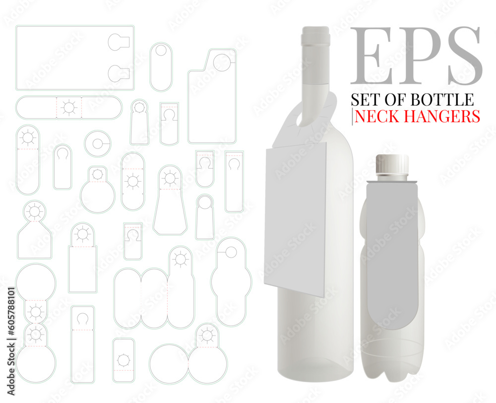 Bottle Neck Hanger Template, Wine Hanger, white, blank mock up isolated ...