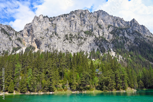 Fototapeta Naklejka Na Ścianę i Meble -  The Green Lake and mountains in Styria, Austria, landscape
