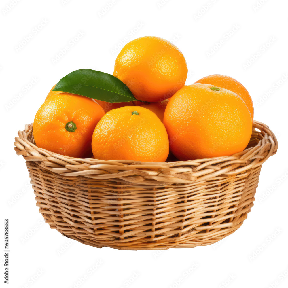 Illustration of wicker basket full of ripe orange fruits isolated on transparent background. PNG clip art element. Generated with AI. Illustration of wicker basket full of ripe orange fruits isolated on transparent background. PNG clip art element. Generated with AI.