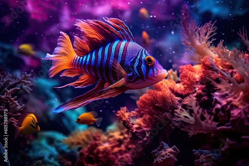 Colorful tropical fish coral   generative ai