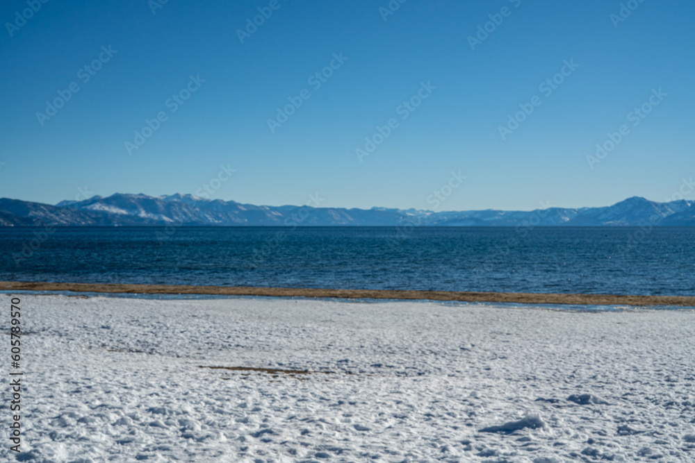 Incline Public Beach in Washoe County, Nevada in the winter time