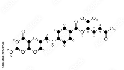 folic acid molecule, structural chemical formula, ball-and-stick model, isolated image folate