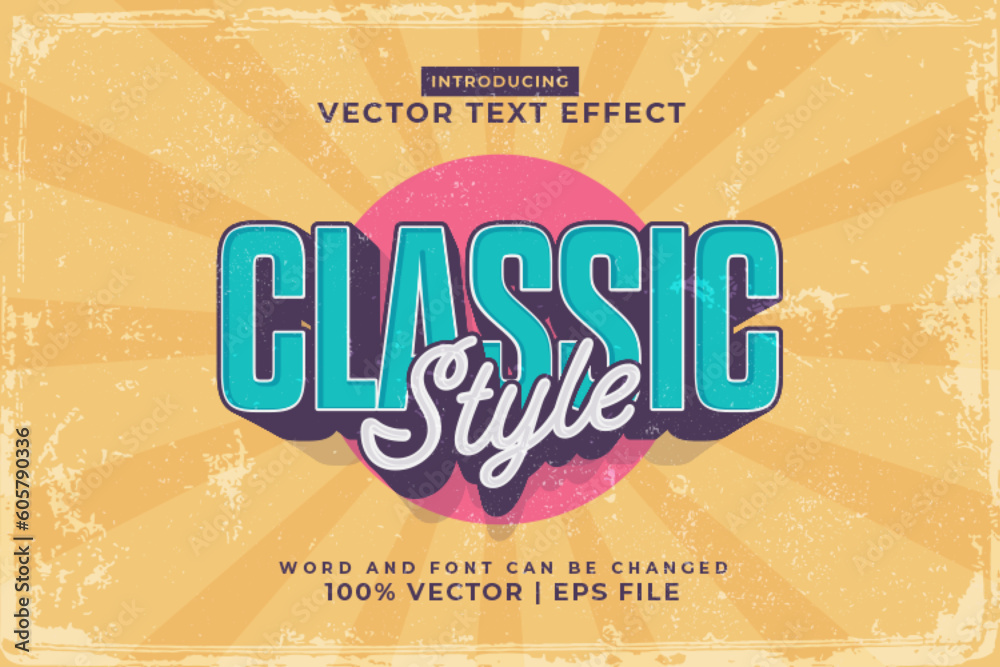 Editable text effect Classic Vintage 3d template style premium vector