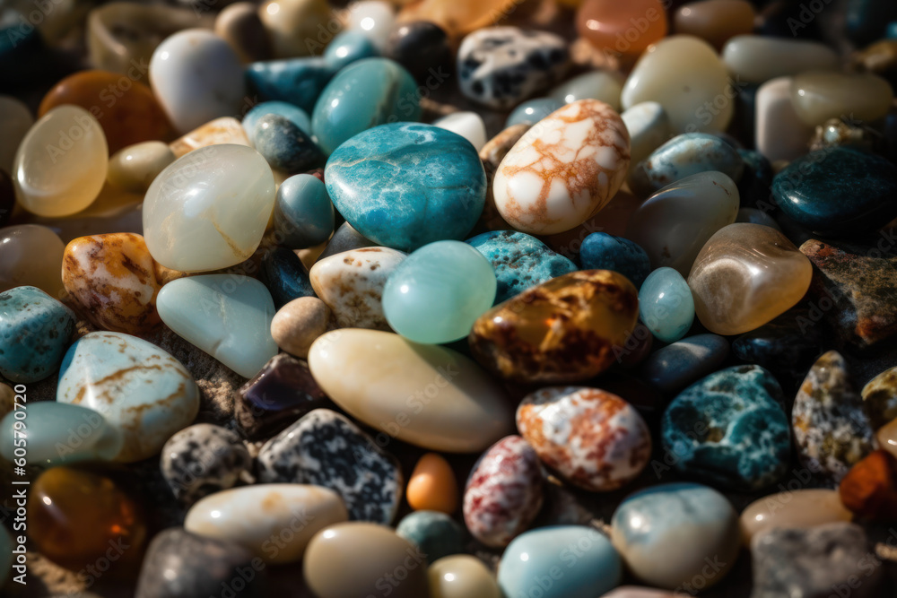 А pile of semi-precious, precious stones, close up. Background, texture. Natural material for interior design, jewelry craftsmanship. А pile of semi-precious, precious stones, close up. Background, texture. Natural material for interior design, jewelry craftsmanship.