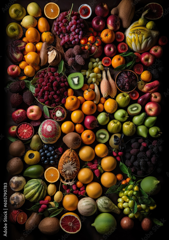 fresh brightly colored fruit