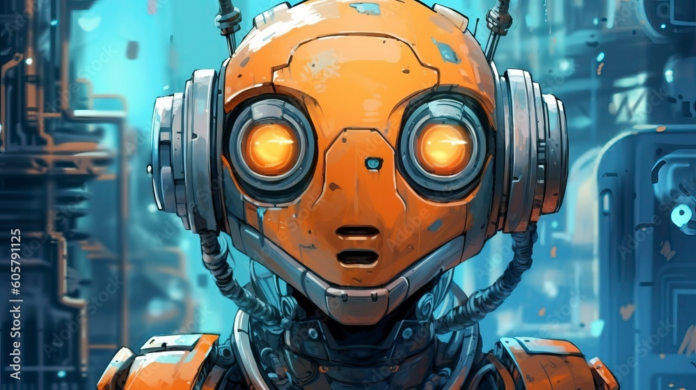 A cyborg humanoid robot in a futuristic setting, Generative AI A cyborg humanoid robot in a futuristic setting, Generative AI