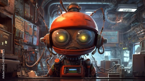 A cyborg humanoid robot in a futuristic setting, Generative AI