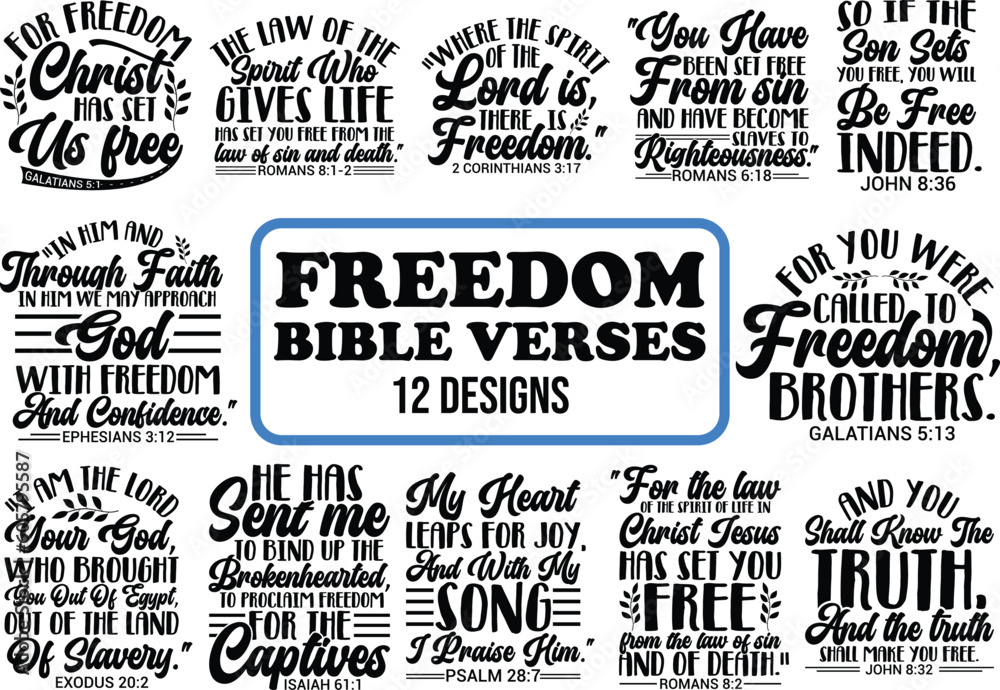 Freedom Memorial Day, Independence Day Bible Quote, Vintage design vector, black and white, inspirational quote, Bible verses, inspirational quote