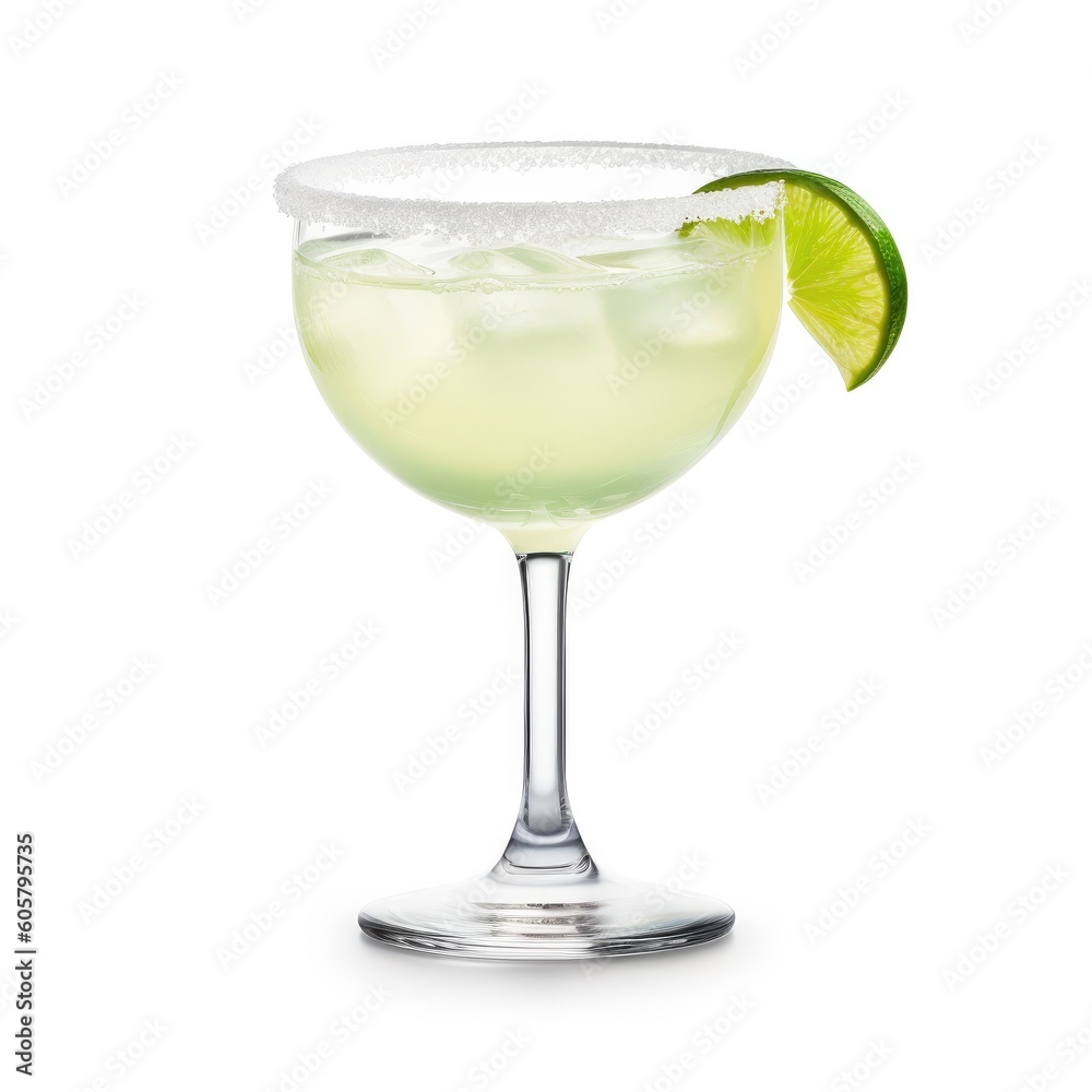 Margarita cocktail Isolated on White. Generative AI Margarita cocktail Isolated on White. Generative AI