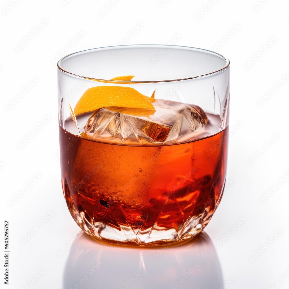 Sazerac cocktail Isolated on White. Generative AI Sazerac cocktail Isolated on White. Generative AI