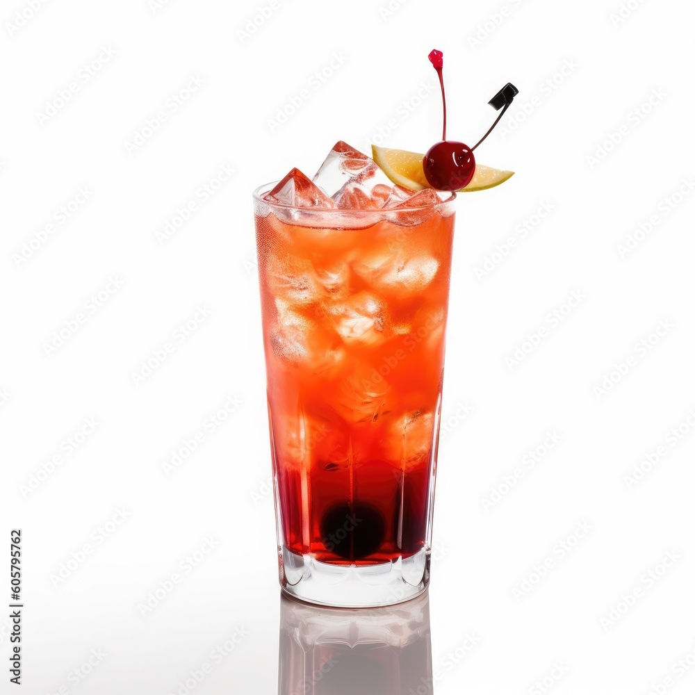 Singapore Sling cocktail Isolated on White. Generative AI Singapore Sling cocktail Isolated on White. Generative AI