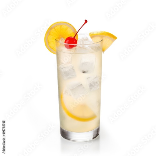 Tom Collins cocktail Isolated on White. Generative AI photo