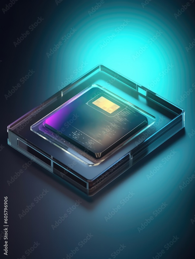 A memory card icon with translucent glass isometric view. Generative AI A memory card icon with translucent glass isometric view. Generative AI