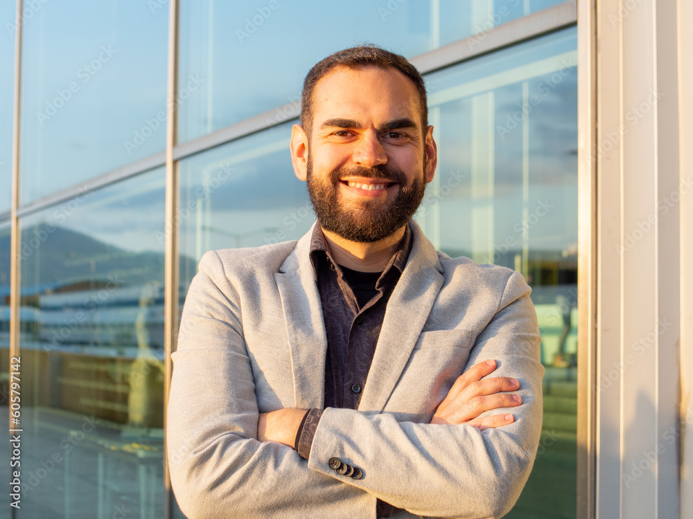 Fototapeta premium The Suave Spaniard: Smiling & Sophisticated