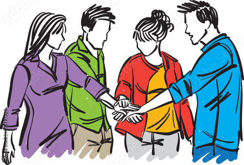 team work concept friendship all together friends young people vector illustration