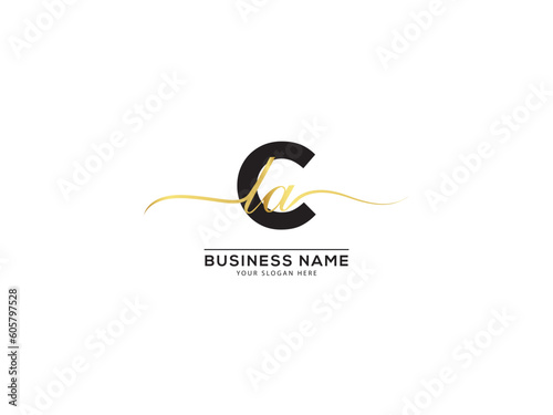 Alphabet CLA luxury business logo, signature lca letter logo template