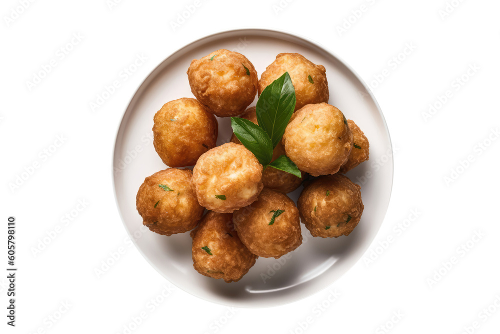 Bolinho De Bacalhau Codfish Fritters, Brazilian Cuisine. Isolated On Transparent Background, Png. Generative AI Bolinho De Bacalhau Codfish Fritters, Brazilian Cuisine. Isolated On Transparent Background, Png. Generative AI